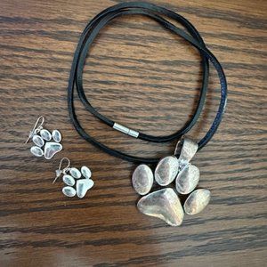 Paw Necklace and Earring Set